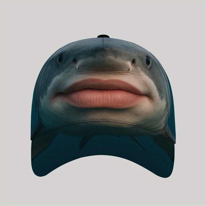 Gorra de béisbol ajustable para hombre CUTEHSJ - Ligera, transpirable, con diseño de tiburón audaz, gráficos negros y blancos para playa, actividades al aire libre, pesca y vacaciones, sombrero de playa.