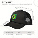 1 Gorra de Béisbol con Bandera Brasileña - Gorro Trucker Estampado con la Bandera de Brasil (Verde, Amarillo, Azul), Poliéster Ligero y Transpirable para Hombres y Mujeres, Exposición Hexagonal, Deportes, Viajes, Uso Diario - Accesorio Unisex, Sombrero Mo