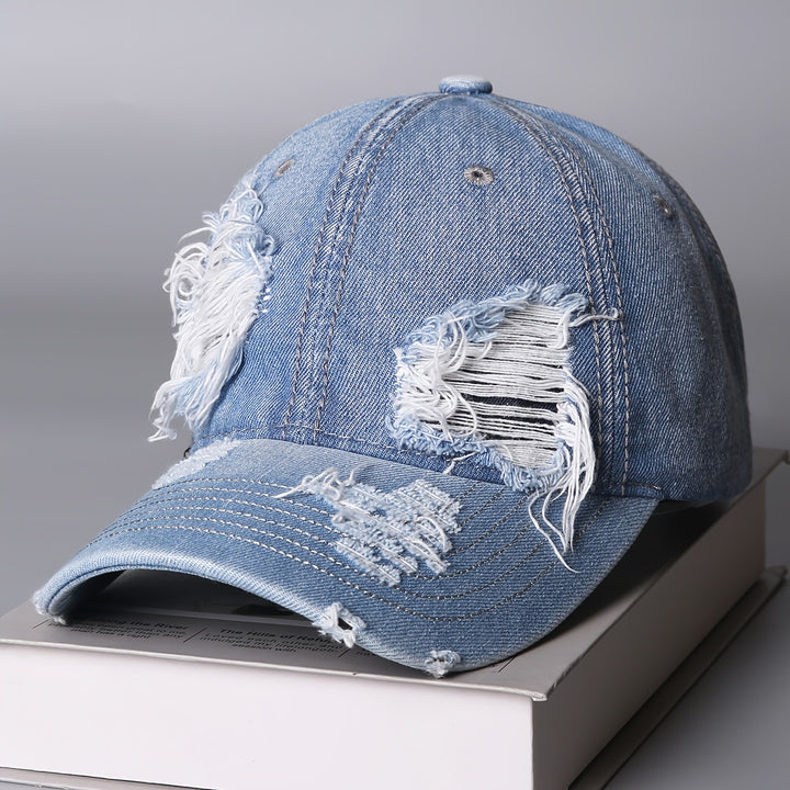 1 Gorra Unisex de Calle con Estilo Desgastado, Versátil y Liso al Aire Libre - Visera Curva Retro Japonesa, Lavada Suave para Béiserbol