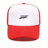 1pc Gorra Lon Zoo Logo Estilo Trucker Blanco y Rosa - Malla Transpirable, Ajuste Perfecto Unisex para Hombres y Mujeres, Streetwear, Pesca, Reuniones Sociales, Año Nuevo Chino - Gorra de Poliéster Duradera para Exteriores