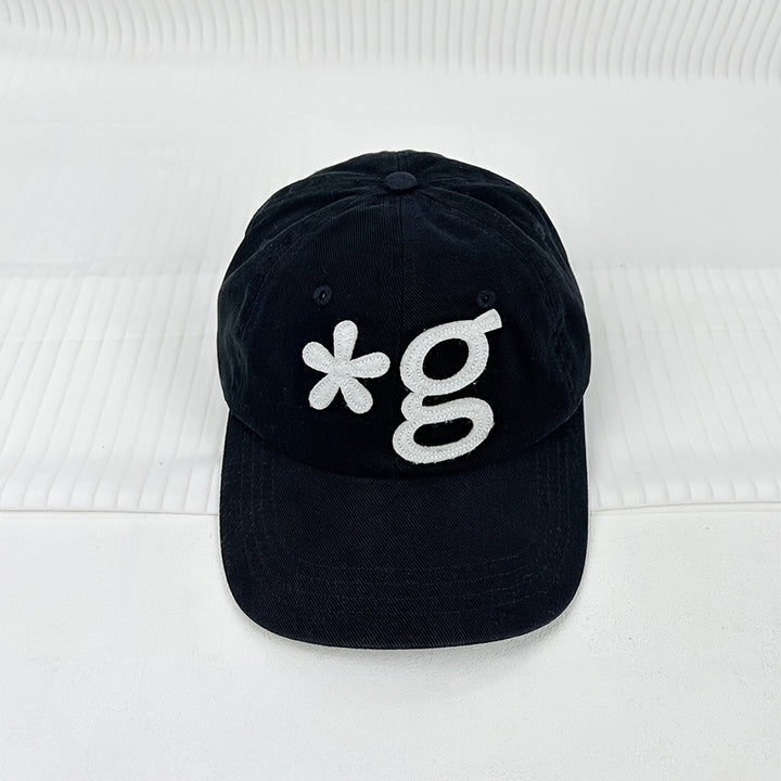 Gorra de béisbol con flor bordada, parte superior suave, diseño que adelgaza la cara para hombres y mujeres, colección de primavera y verano, negro y blanco, ajuste ajustable, gorra de béisbol