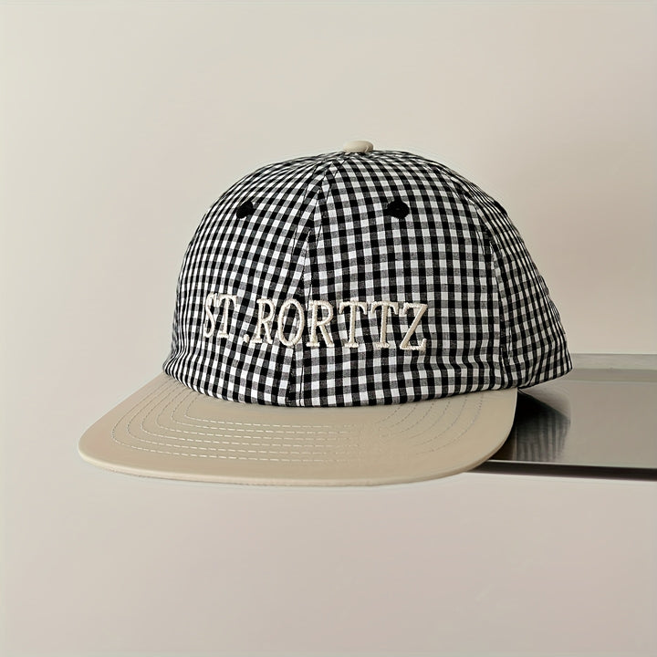 Gorra de béisbol plana de cuadros pequeños coreanos para mujeres, versátil para verano, gorra de pato plano pequeña para hombres.