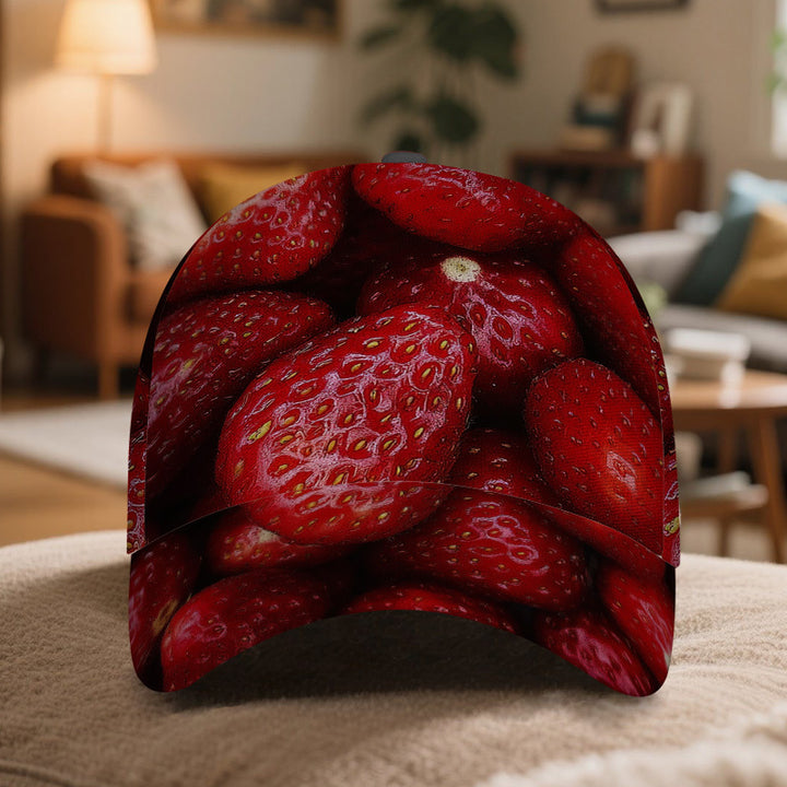 1 gorra de béisbol con estampado 2D de Fresa Salvaje - Gorra Snapback ligera de poliéster con diseño de cuerpo completo, ideal para deportes, running y moda casual urbana, Actividades al Aire Libre,Accesorio de Festival,Diseño a la Moda,Estilo Juguetón,Te