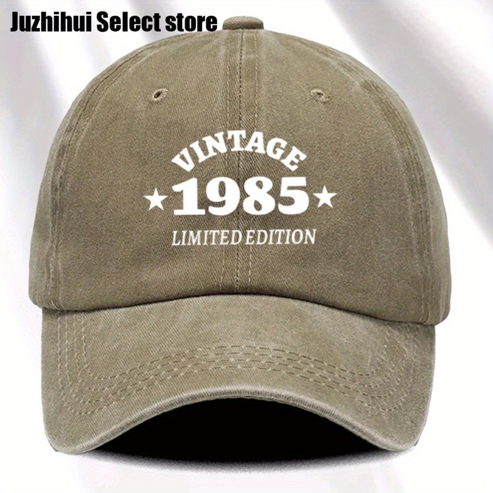 1 gorra de béisbol retro para mujer, edición limitada 1985, ajustable, ligera y desgastada, con visera curva, estilo urbano impreso, ideal para viajes, uso casual y diario