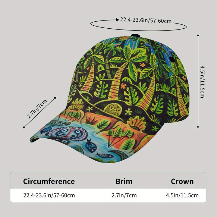 Gorra Deportiva Ligera para Hombres CUTEHSJ con Estampado de Palmera Tropical y Mariposa - Cierre Ajustable, Sombrero Transpirable para el Sol para Playa, Pesca, Actividades al Aire Libre & Vacaciones, Accesorio de Playa, Diseño Vibrante, Ajuste Cómodo