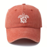 Gorra de béisbol de impresión de moda Tortuga, estilo clásico retro lavado con visera curva, accesorio casual de vacaciones al aire libre, gorra de conductor de camión