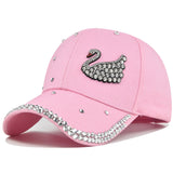 Gorra de Béisbol de Lujo con Cisne Rosa, Ajustable con Snapback - Ideal para Fiestas, Bodas y Outfits Diarios, Estilo Dulce