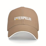 Gorra de béisbol para hombre con logo de CATERPILLAR, ajustable con cierre trasero, ligera de poliéster, protección solar, estilo casual, negra con letras blancas