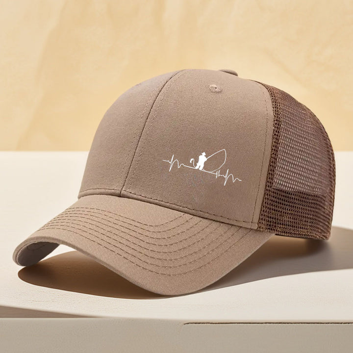 1 Gorra de béisbol de malla con estampado deportivo para hombres, entusiastas de la pesca, alta calidad, exterior, secado rápido, borde curvo, gorra ajustable transpirable unisex