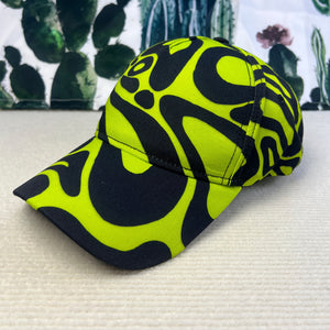 Gorro de béisbol con estampado de leopardo verde amarillo