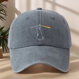 Gorra de béisbol divertida con estampado de gato arcoíris - Gorra retro lavada clásica, suave, cómoda y transpirable con cierre ajustable para actividades al aire libre y vacaciones