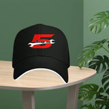 Gorra de béisbol unisex ajustable con estampado '5' y detalle rojo - Ligera y transpirable, con ribete - Sombrero casual y deportivo para exteriores para todas las estaciones, para hombres y mujeres, regalo perfecto para cumpleaños, aniversarios, eventos