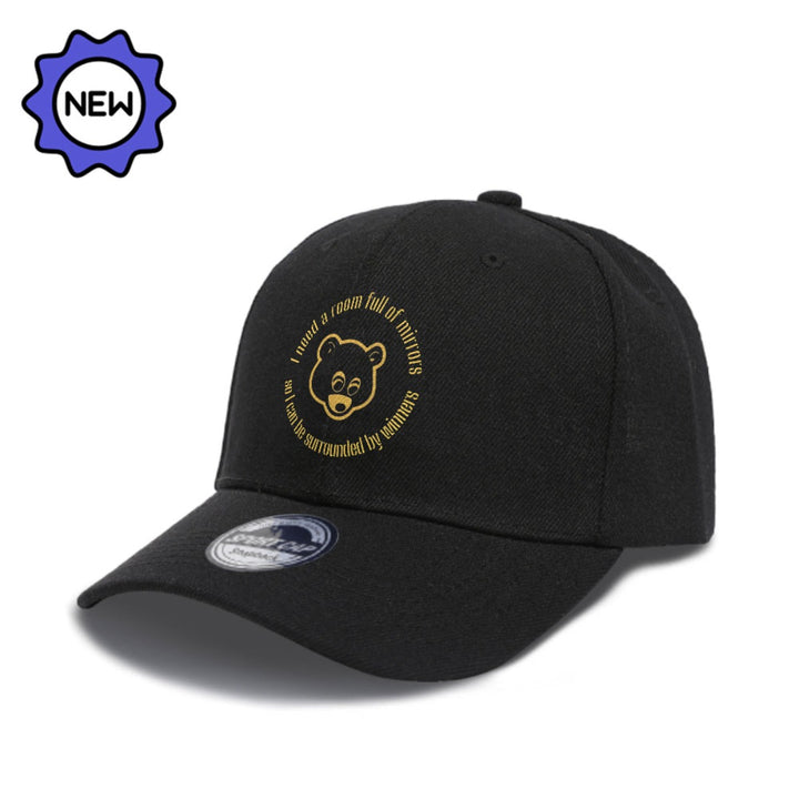 1 gorra de camionero inspirada en Kanye West para hombres - Gorro ajustable con diseño dourado Yeezus, ligera y transpirable (poliéster) ideal pentru uso casual deportivo o eventos musicales – Lavável à máquina. Apto todo el año: estampo moderno, ursușul