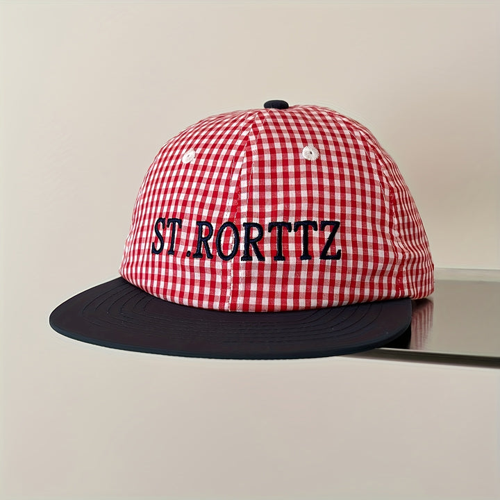 Gorra de béisbol plana de cuadros pequeños coreanos para mujeres, versátil para verano, gorra de pato plano pequeña para hombres.