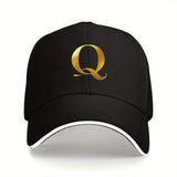 Gorra de béisbol ajustable para hombre y mujer - Ligera y transpirable, estampado dorado con 'Q', perfecta para deportes al aire libre y uso casual, regalo ideal para todas las estaciones