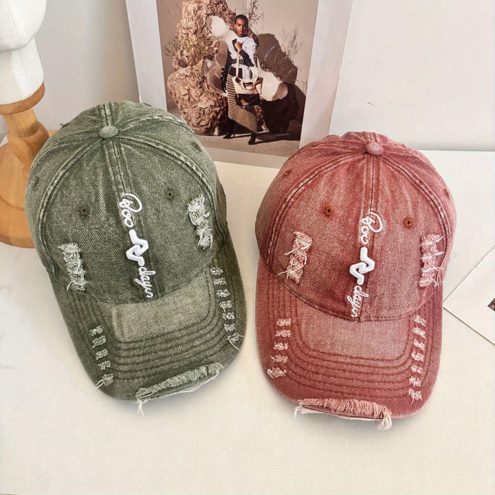 Gorra de Béisbol Estilo Callejero Americano Lavado Desgastada Unisex con Bordado 3D y Cierre Snapback