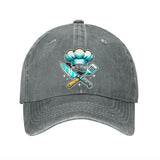 Gorra de Béisbol Ajustable y Ligera de Algodón para Chef - Gorra Negra con Sombrero de Chef Azul & Gráfico de Espátulas Cruzadas, Visera Curva para Hombres y Mujeres, Accesorios de Cocina al Aire Libre, Sombreros Casuales, Cabezal Cómodo