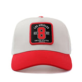 Gorra Snapback Ajustable para Hombres y Mujeres - Diseño de Logo Los Ángeles & Número 8, Parte Trasera en Malla Transpirable, 6 Paneles con Banda Absorbente – Gorra Unisex Estilo Placa Baseball Deportiva, Casual o Streetwear (Estilo Matrícula) – Regalo Id