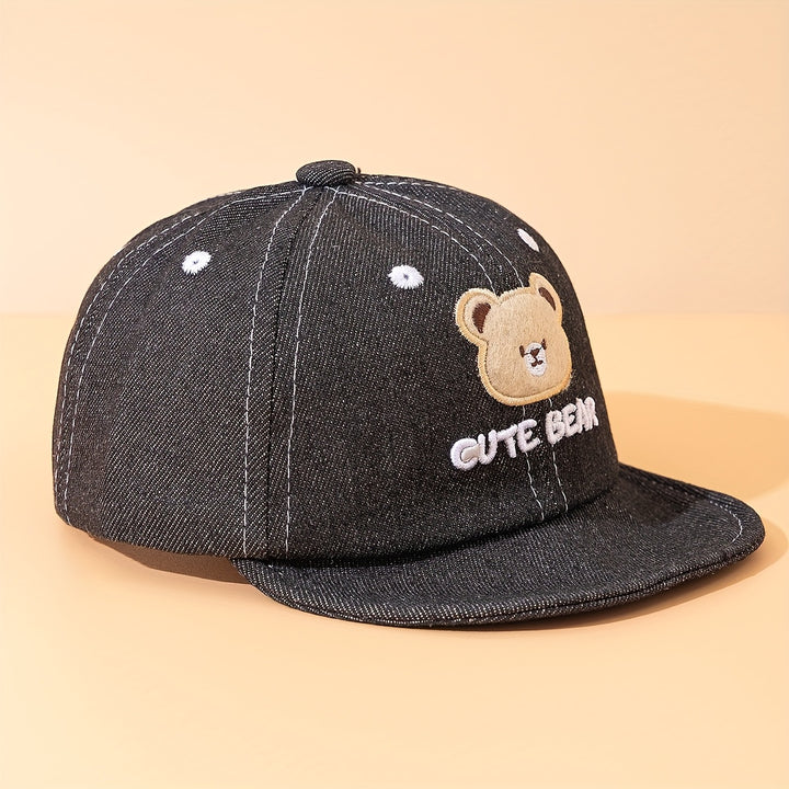 Gorra de béisbol de poliéster para niños con diseño de oso lindo - Ligera, de temporada completa, con cierre de palanca, ideal para cumpleaños y Día de la Madre, lavable a mano - Gorra casual ajustada para exteriores para niños y niñas, adecuada para homb