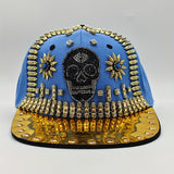 1 Gorra de Béisbol Ajustable con Calavera Brillante y Pedrería, Sombrero Fresco para Fiestas Hip-Hop, Moda al Aire Libre, Protección Solar