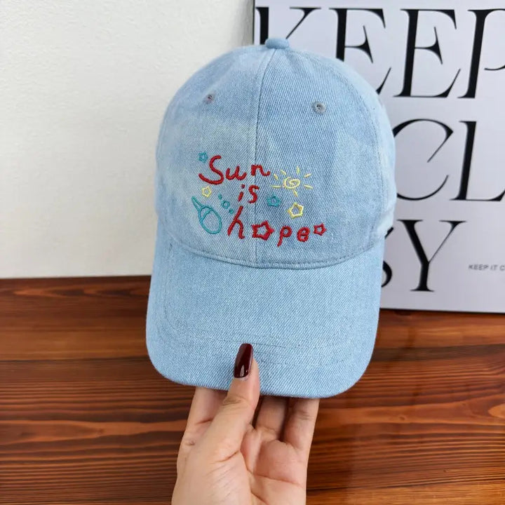 Gorra de búfalo de mezclilla coreana retro lavada para mujer y hombre, con letras, diseño suave, ropa de calle casual, nuevo estilo de gorra de béisbol de primavera/otoño, moderna