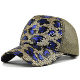 Gorra de Béisbol con Lentejuelas de Estampado de Leopardo Brillante, Ajustable con Cierre Snapback para Disfraces de Escenario, Fiestas y Trajes de Navidad - Sombrero Decorado