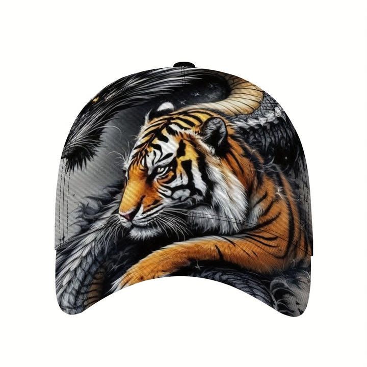 1 pieza, gorra de béisbol ajustable y transpirable con diseño de tigre y dragón majestuoso - Tejido ligero y no elástico para deportes al aire libre, baile, skateboarding y uso casual - Lavable en máquina, regalo perfecto para Navidad y Halloween, gorro v