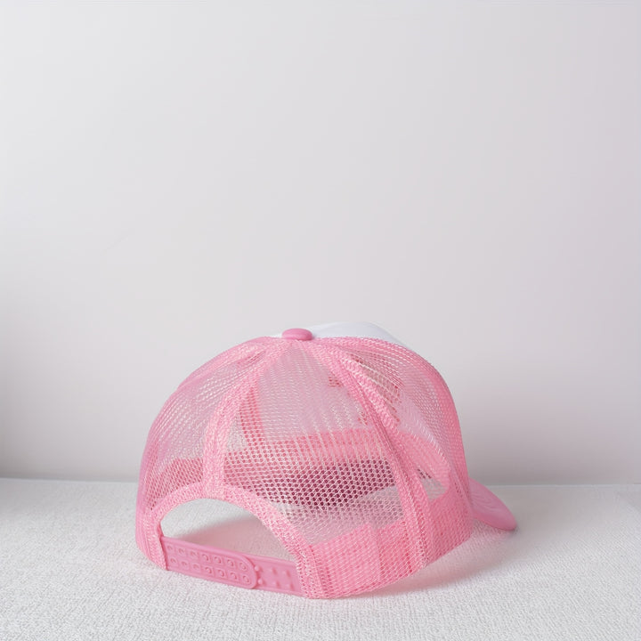 Gorra de Camionero de Espuma y Malla con Diseño Bordado de Letras y Caballo del CLUB DE PONI ROSA - Gorra de Béisbol Ajustable Transpirable de Poliéster para Mujeres, Regalos Lindos para Ella, Ciclismo Urbano de Verano