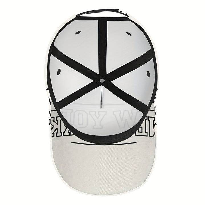 1 gorra ajustable con estampado 2D de temática de taxi de NYC - Diseño divertido de cuerpo completo de NYC (taxis, teléfonos, letreros) - Gorra de poliéster compatible para deportes, running, streetwear y eventos festivos (Halloween, Navidad) - Estilo icó