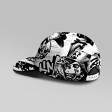 Gorra de Béisbol Ajustable y Ligera con Diseño Graffiti Streetwear (Patrones de Calavera y Pájaro) - Sombrero de Moda Urbana /Blanco, Lavable a Máquina para Looks Casuales