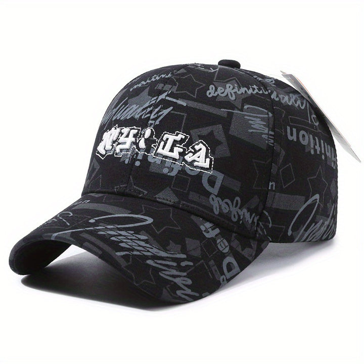 Gorra de béisbol juvenil con diseño de graffiti, resistente al viento, abrigada y antifrío, 100% poliéster, ideal para Halloween y Navidad, disponible en negro, verde olivo, azul, gris, beige y borgoña, para hombres y mujeres