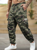 Pantalones Deportivos Casuales para Hombre con Estampado de Camuflaje - Cintura Elástica y Tobilleras Dobles, Ajuste Regular con Múltiples Bolsillos, Lavables en Máquina para Gimnasio, Correr, Atuendo Casual, Tejido No Elástico