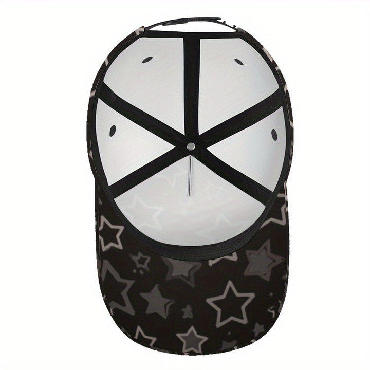 1 gorra ajustable Snapback con estampado 2D de estrellas de noche estrellada - Ideal para deportes, running y uso casual - Cómoda de poliéster, unisex para disfraces de Halloween/Navidad/Acción de Gracias - Accesorio de cabeza elegante