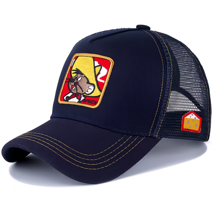 Gorra de béisbol de dibujos animados de Looney Tunes WB para hombres y adolescentes - Parte trasera de malla transpirable, poliéster ligero, snapback ajustable, diseño de personaje de dibujos animados, ideal para exteriores
