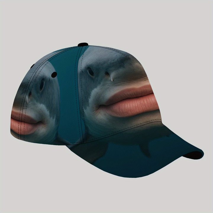 Gorra de béisbol ajustable para hombre CUTEHSJ - Ligera, transpirable, con diseño de tiburón audaz, gráficos negros y blancos para playa, actividades al aire libre, pesca y vacaciones, sombrero de playa.