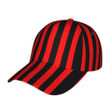 1pc Gorra de Béisbol Retro para Hombre con Rayas Rojas y Negras - Sombrero Trucker Estampado Completo, Visera Curva, Ligereza Ideal Para Deportes al Aire Libre en Todo Clima & Ropa Casual Urbana, Cierre Snapback, Regalo Perfecto Navidad/Graduación/Fiestas