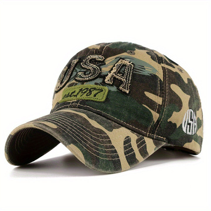 Gorra de béisbol unisex con diseño de águila y número '34' bordado - Ligera, transpirable y de poliéster, estilo callejero para aventuras al aire libre, gorra de verano | Patrón de camuflaje | Ligera