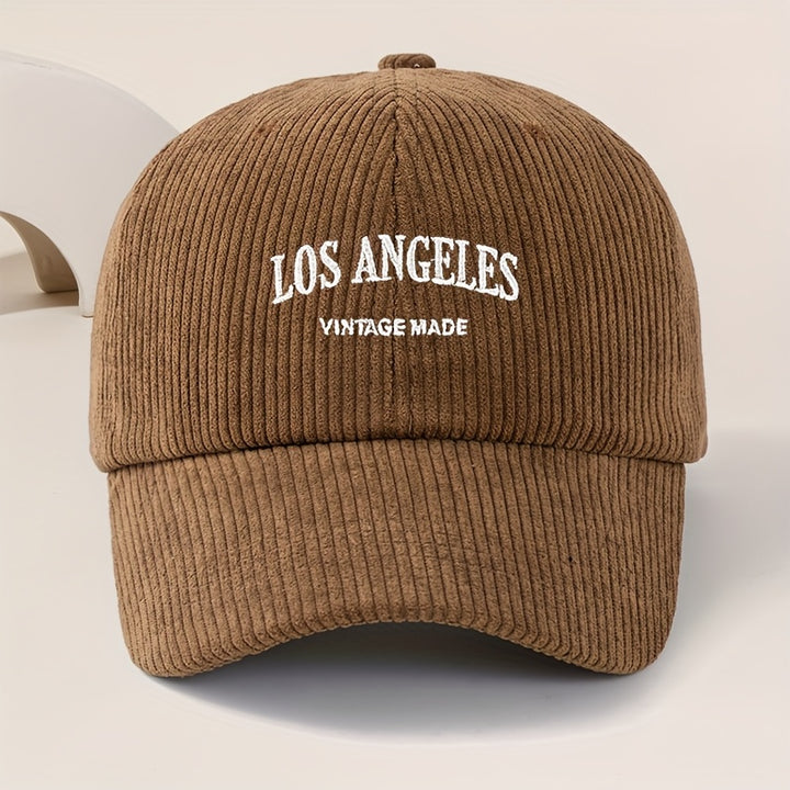 Gorra de Béisbol con Logo Los Ángeles para Hombres y Mujeres - Ajustable Snapback, Negra con Letras Blancas LOS ANGELES, Corduroy Liviano Duradero Ideal Para Ropa Casual al aire Libre o Uso Callejero Unisex