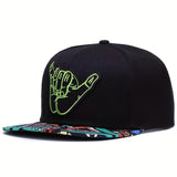Gorra de béisbol negra con bordado de dedos, gorras Snapback unisex de Hip Hop, gorra deportiva ligera y ajustable para mujeres y hombres