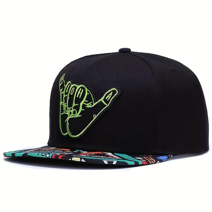 Gorra de béisbol negra con bordado de dedos, gorras Snapback unisex de Hip Hop, gorra deportiva ligera y ajustable para mujeres y hombres