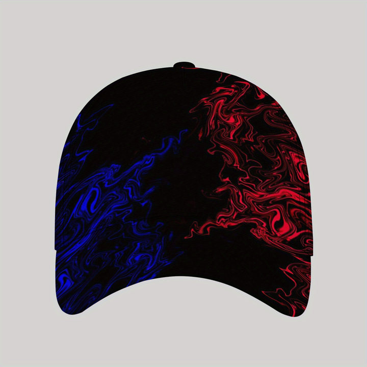 Gorra de béisbol unisex JKXWL con diseño de remolinos rojos y azules vibrantes - Gorra de sol casual para deportes al aire libre y uso diario, estilo callejero, poliéster, lavado a mano o limpieza seca