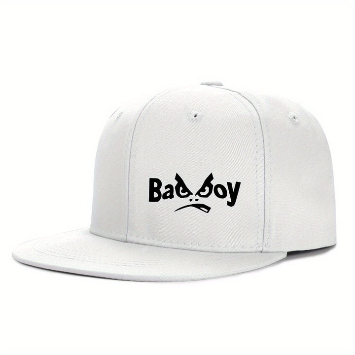 Gorra de béisbol con diseño gráfico malo - Gorra negra con diseño de personaje de dibujos animados blanco, ropa urbana unisex para hombres y mujeres, lavable a mano, ropa de cabeza para exteriores, letra oscura, gorro duradero.