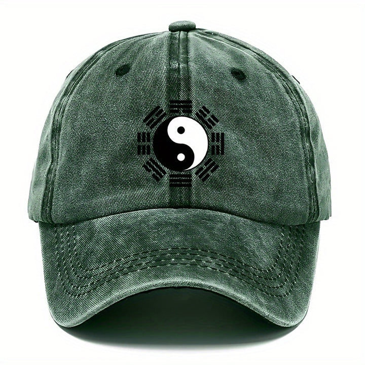 1 pieza Gorra Retro de Artes Marciales Chinas para Hombre - Sombrero con Símbolo Bagua Tai Chi (Diseño Inspirado en Yin-Yang) - Ligera y Adecuada al Exterior, Ideal Para Hiking, Ciclismo o Uso Diario - Regalo Perfecto para Padres e Practicantes de Artas M