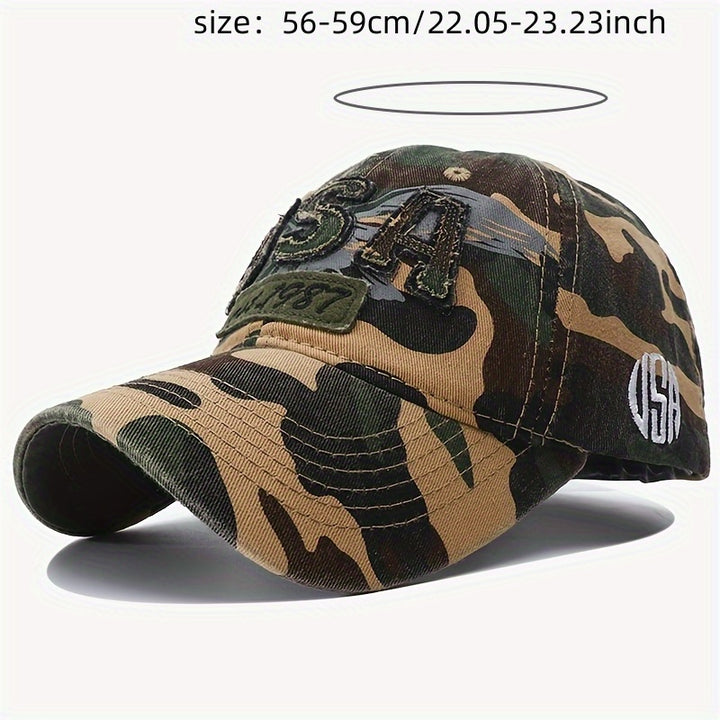 Gorra de béisbol unisex con diseño de águila y número '34' bordado - Ligera, transpirable y de poliéster, estilo callejero para aventuras al aire libre, gorra de verano | Patrón de camuflaje | Ligera
