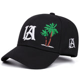Gorra de béisbol ligera con bordado de LA y palmeras, negra a la moda, poliéster, estilo deportivo, lavado a mano o en seco, perfecta para fútbol, carnaval y San Patricio