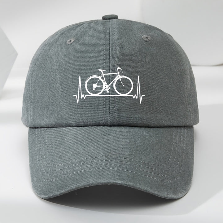 Gorra de Béisbol Clásica Lavada para Hombre MAKEFGE con Estampado de Bicicleta - Poliéster Suave y Transpirable para Deportes al Aire Libre y Uso Casual