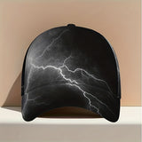 1 gorra de béisbol eléctrica con estampado de tormenta - Ajustable con cierre, diseño de rayo con textura de mármol en blanco y , patrón griego, ligera y casual para uso diario, fiestas y vacaciones (textura de mármol)