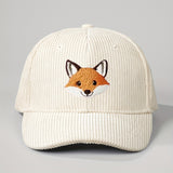 Gorra de béisbol de pana bordada con zorro - Snapback ajustable, gorra de camionero unisex transpirable con visera curva, estilo Y2K para hombres y mujeres, moda de verano, ropa casual, sombrero casual | Gorra de moda Y2K | Sombrero duradero