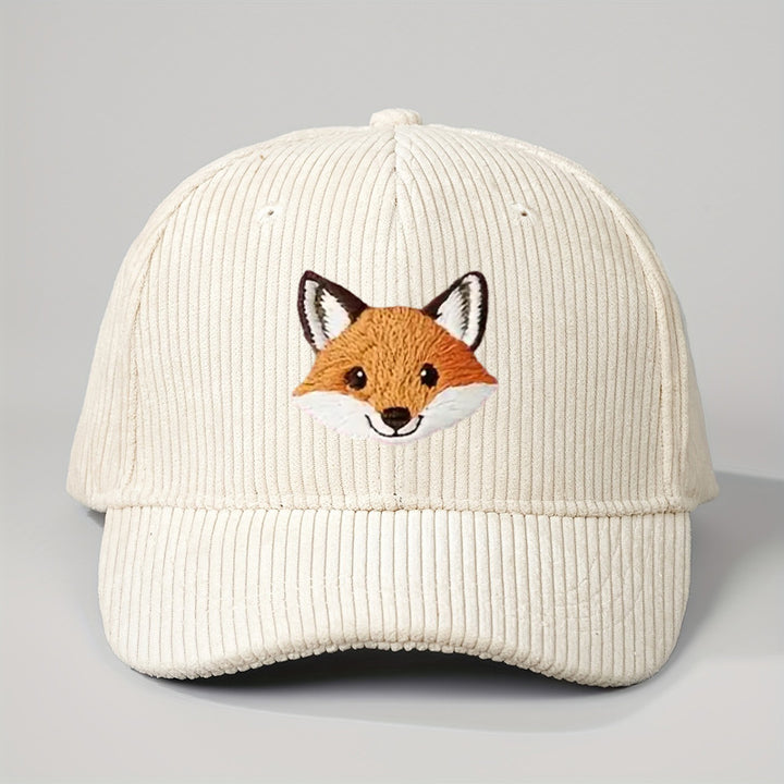 Gorra de béisbol de pana bordada con zorro - Snapback ajustable, gorra de camionero unisex transpirable con visera curva, estilo Y2K para hombres y mujeres, moda de verano, ropa casual, sombrero casual | Gorra de moda Y2K | Sombrero duradero