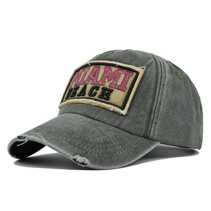 Gorra de Béisbol de Denim con Adornos 3D Retro Miami Beach - Ajustable con Cierre Snapback, Diseño del Logo Azul de Miami Beach, Ideal para Salidas Diarias, Eventos en la Playa y Fiestas de Navidad